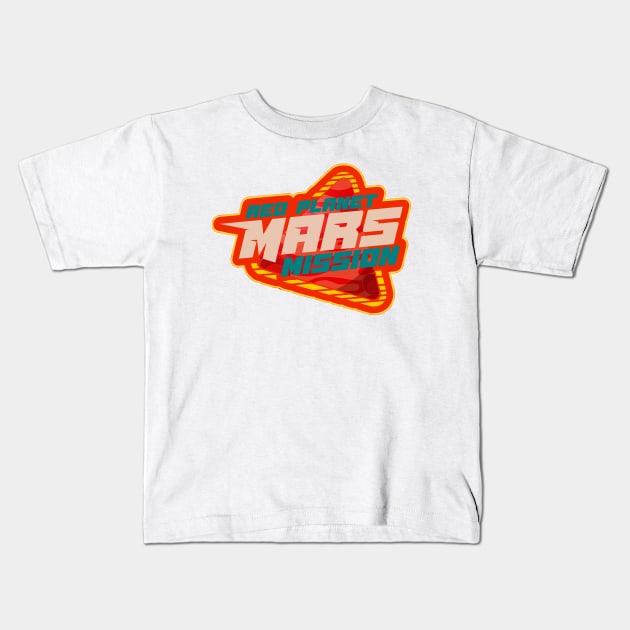 Planet Mars mission badge red Kids T-Shirt by SpaceWiz95